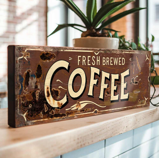 Fresh Brewed Coffee Sign Cafe Culture