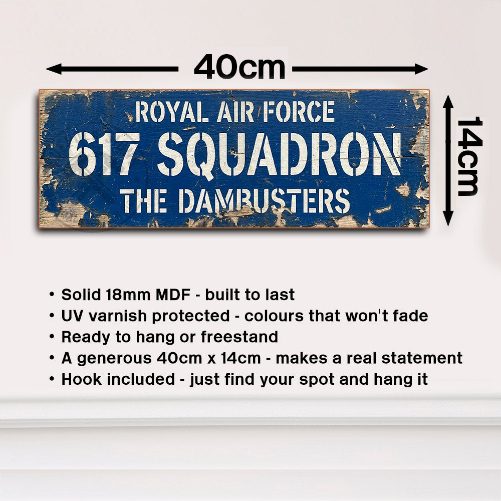 Royal Air Force 617 Squadron Wooden Sign