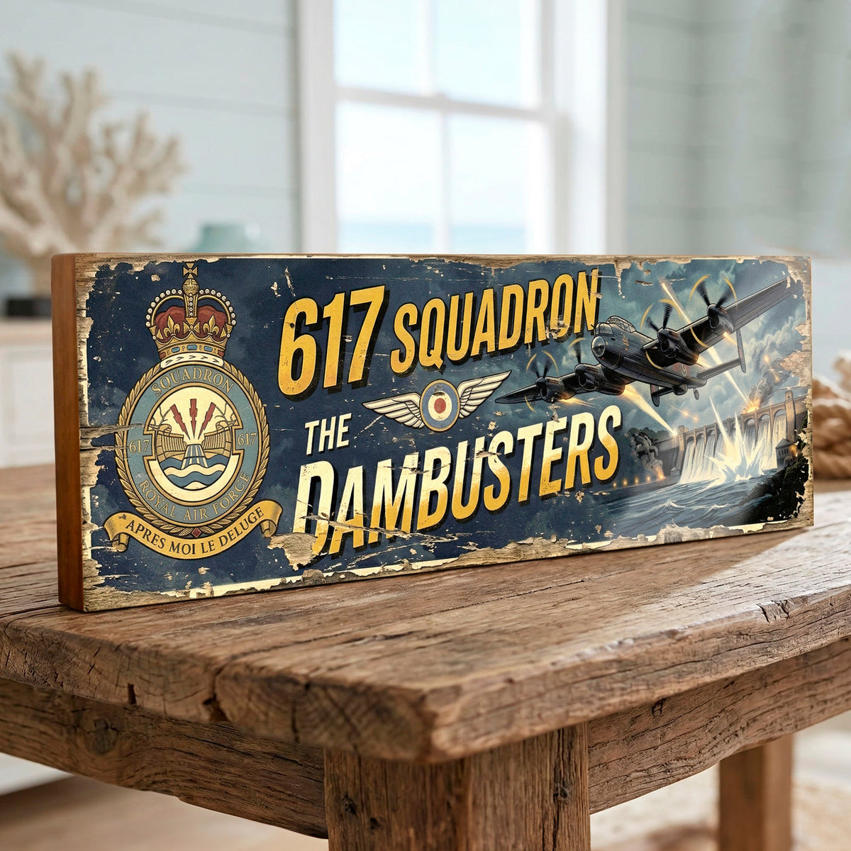 617 Squadron The Dambusters Crest Wooden Sign
