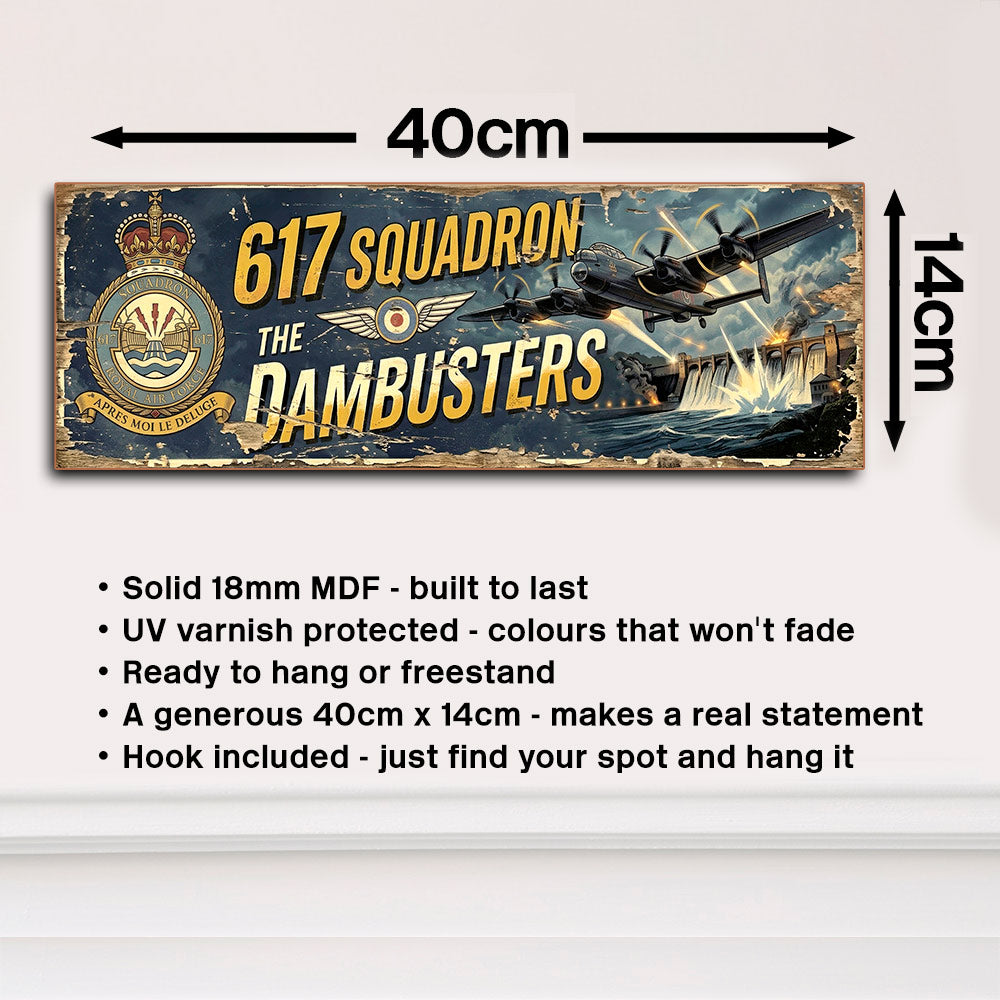 617 Squadron The Dambusters Crest Wooden Sign