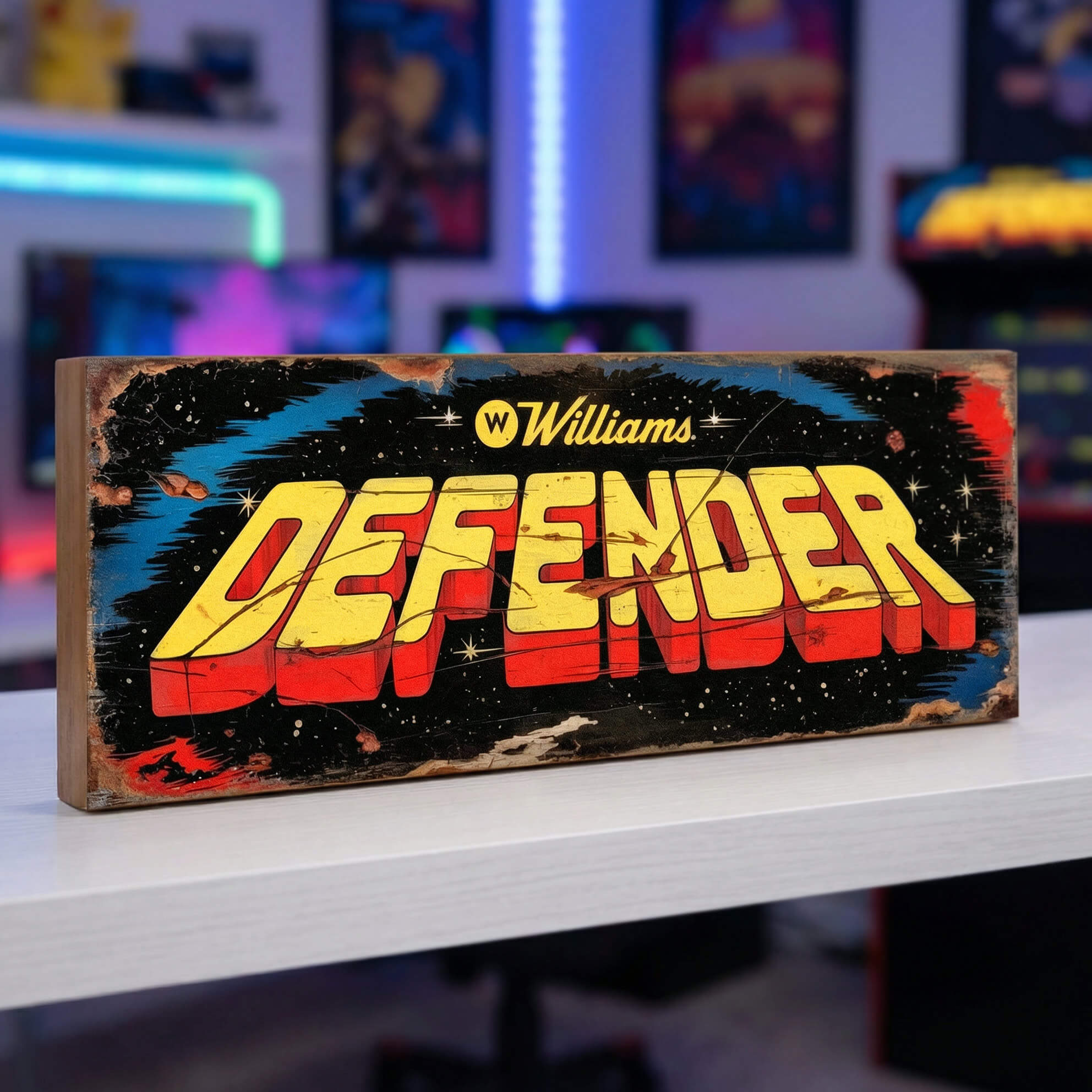 Defender Williams Retro Arcade Game Wooden Sign | Handmade Vintage Wall ...