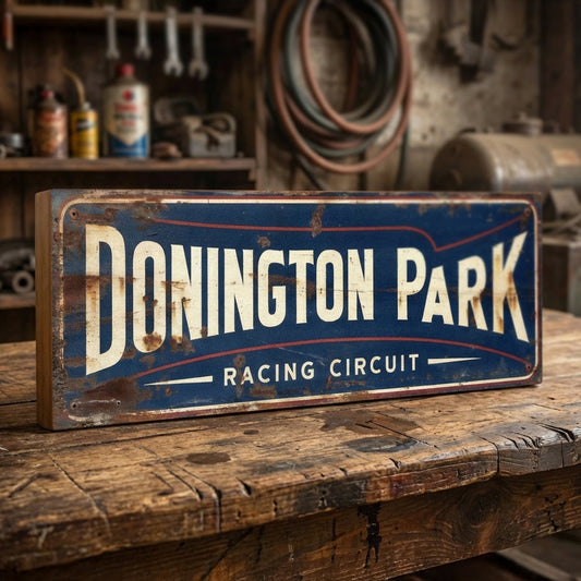 Donington Park: Vintage Style Motorsport Tribute Sign