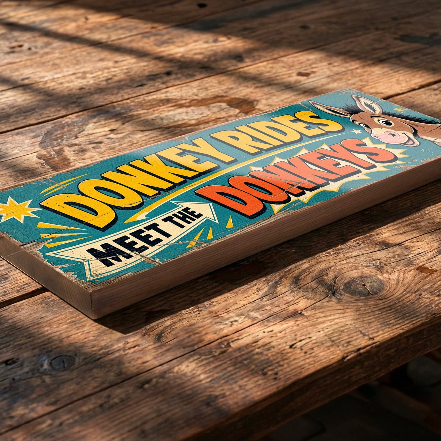 Vintage Donkey Rides On The Beach Wooden Sign