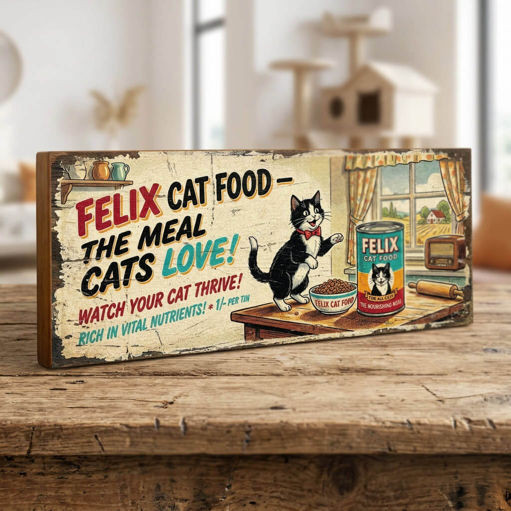 Felix Cat Food The Meal Cats Love Vintage Kitchen Sign