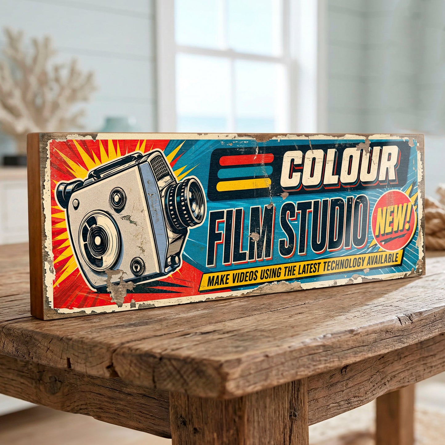 Colour Film Studio 40cm Sign Retro Camera Advert Vintage Cinema Wall Art