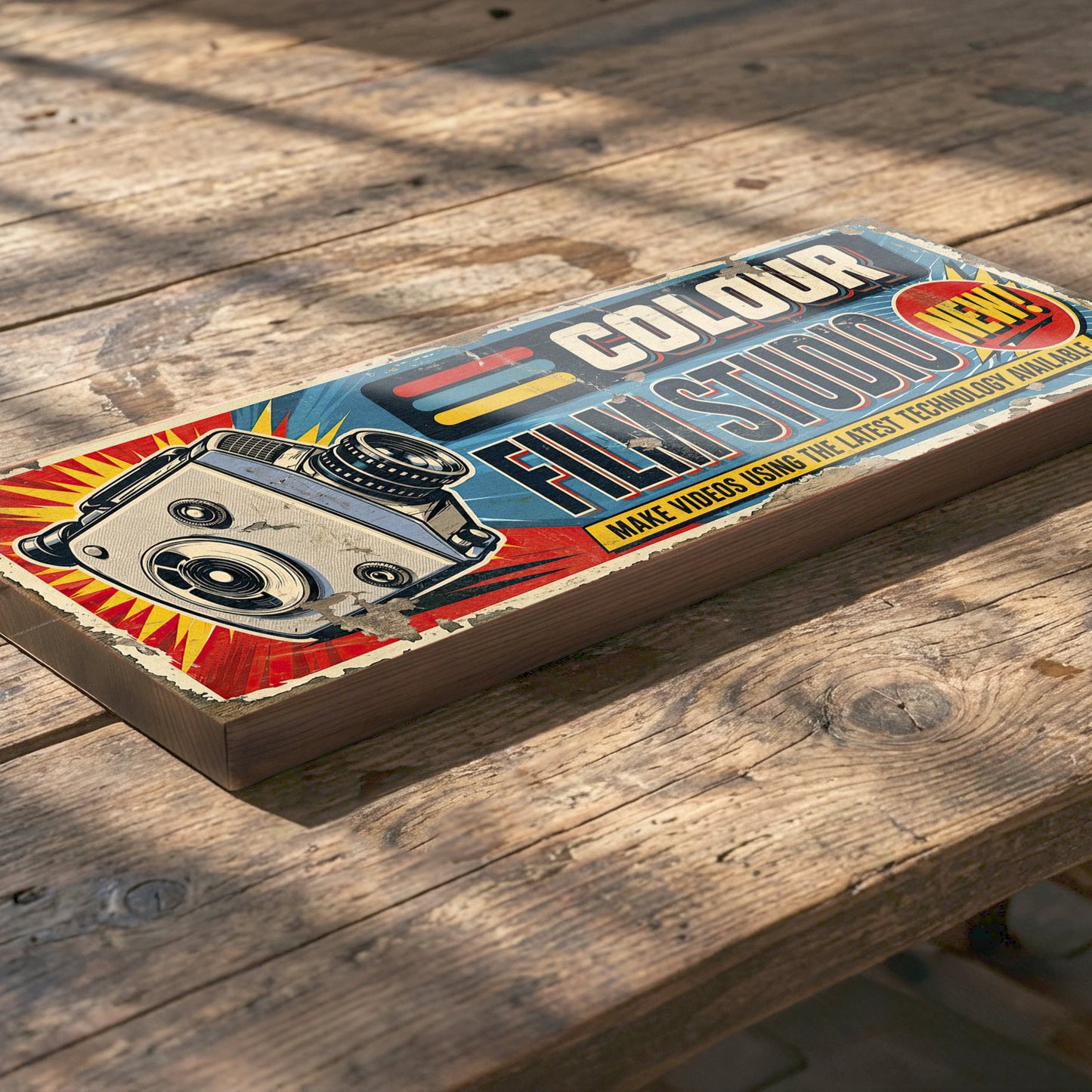 Colour Film Studio 40cm Sign Retro Camera Advert Vintage Cinema Wall Art