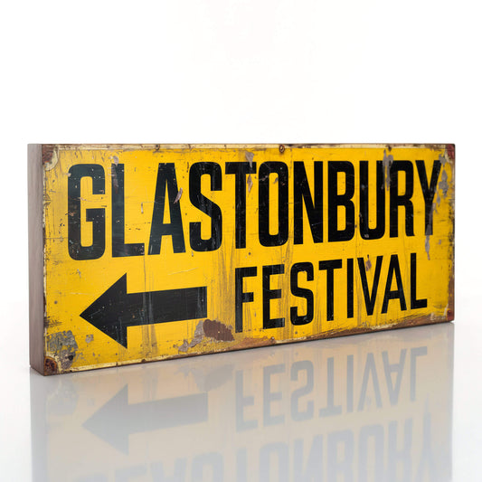 Glastonbury Festival Left Road Sign - Vintage Style Music Decor