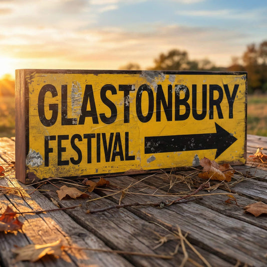 Glastonbury Festival Right Road Sign - Vintage Style Music Decor