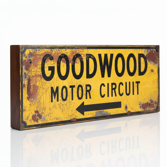Goodwood Motor Circuit Left Sign – Vintage Style Motorsport Plaque