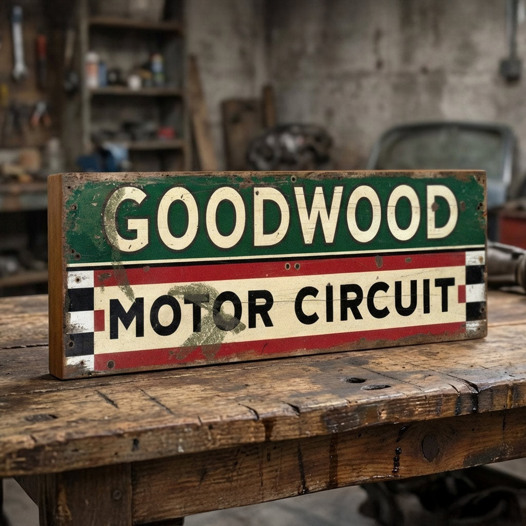 Circuit Rider Sign Goodwood: Classic Motor Circuit Tribute Sign – Suffolk Signs