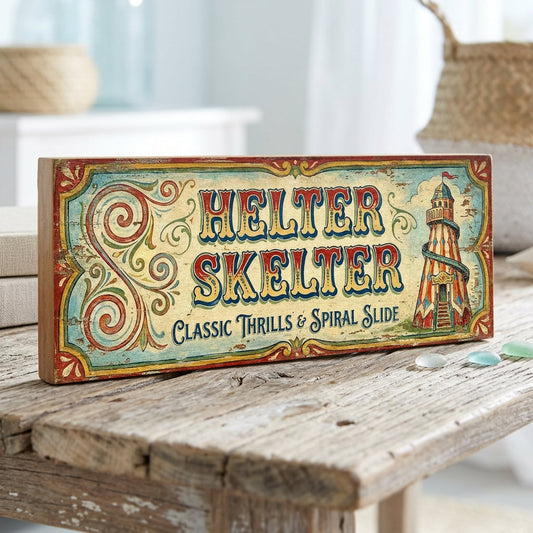 Helter Skelter Classic Thrills Vintage Fairground Sign