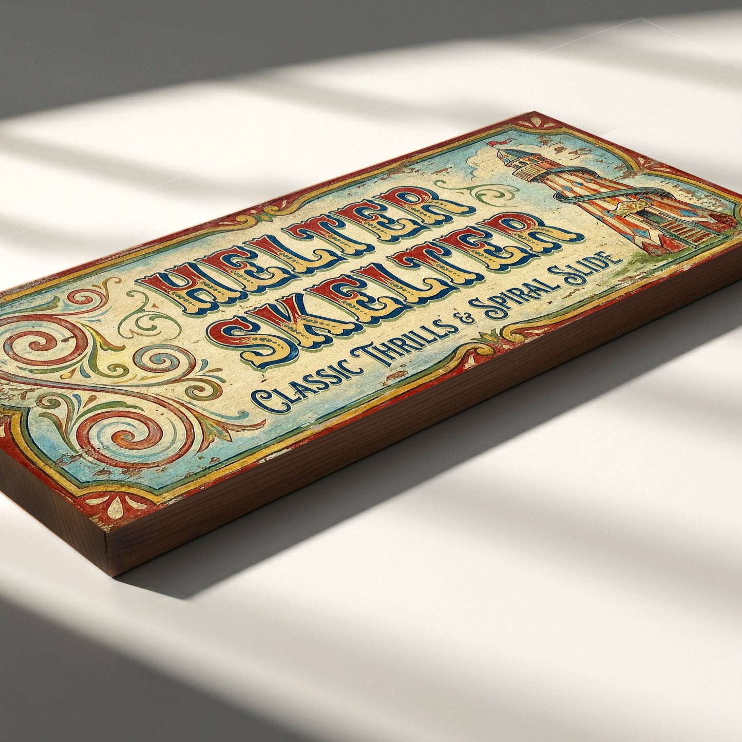 Helter Skelter Classic Thrills Vintage Fairground Sign