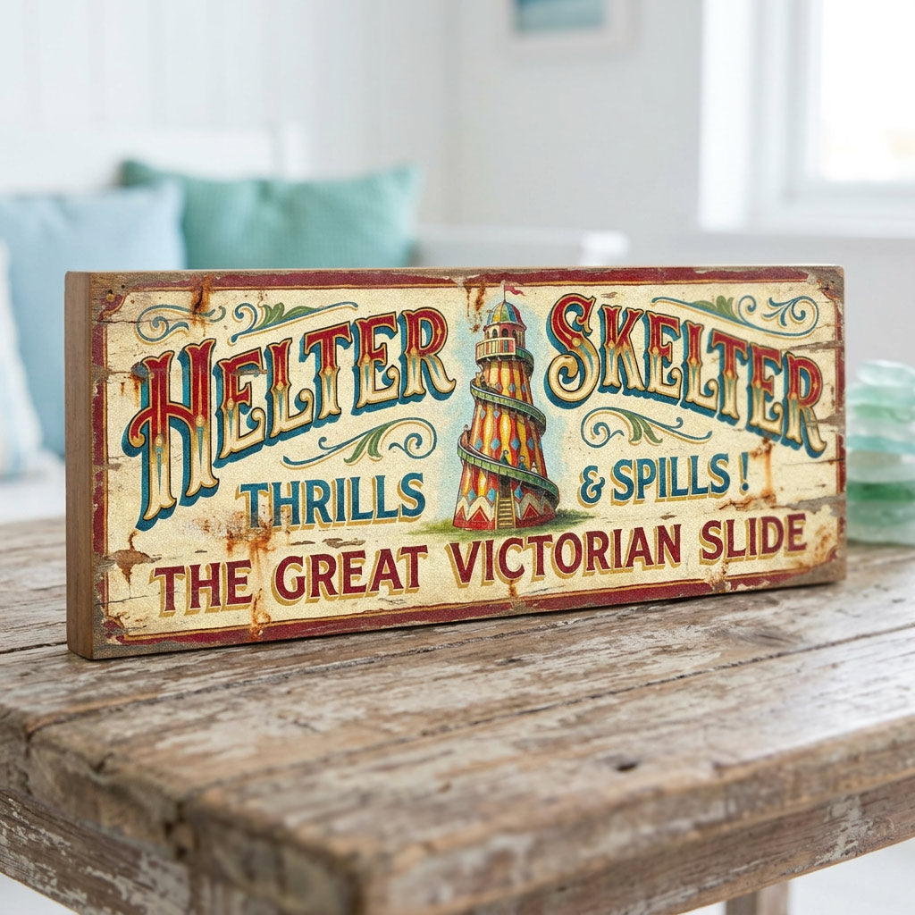 Helter Skelter Thrills & Spills Victorian Slide Sign