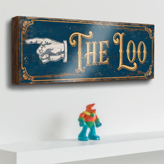 The Loo Sign This Way for the Restroom Wood Sign Handmade Wall Plaque