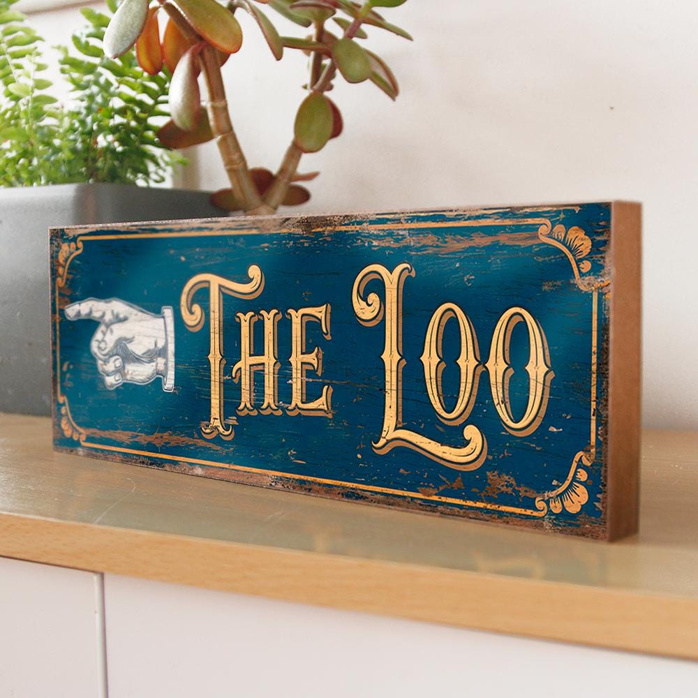 The Loo Sign This Way for the Restroom Wood Sign Handmade Wall Plaque