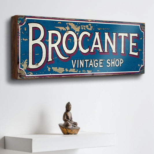 Brocante Vintage Shop Sign French Antique Shop Sign  Antiques Market Wooden Sign