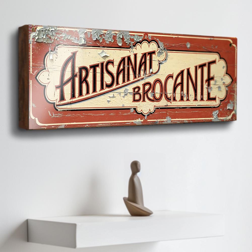 Artisanat Brocante Retro Style Shop Sign French Antique Shop Sign Collectables Wooden Sign