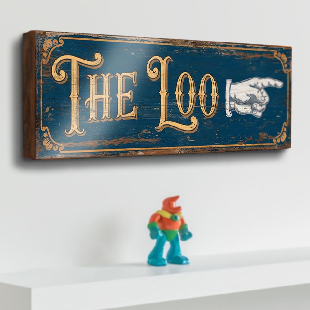 The Loo Sign This Way for the Restroom Wood Sign Handmade Wall Plaque