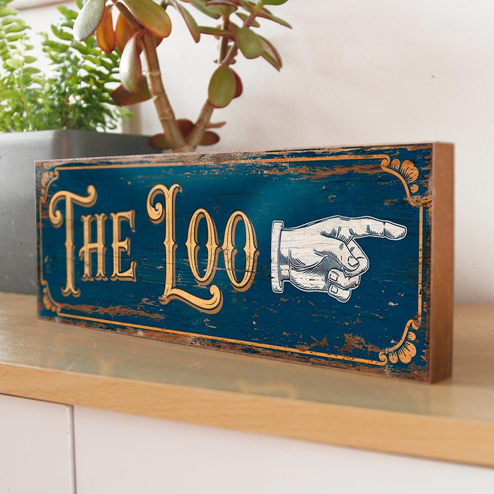 The Loo Sign This Way for the Restroom Wood Sign Handmade Wall Plaque