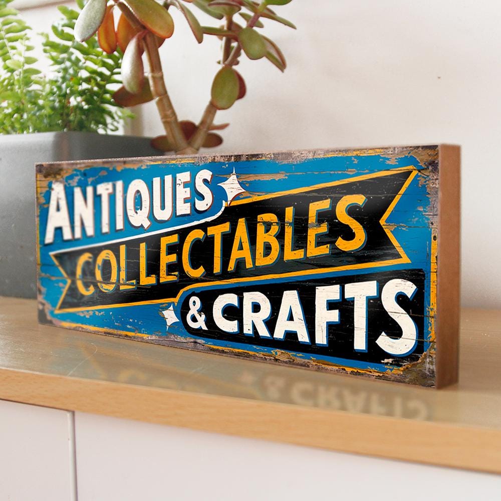 Antiques Collectables Crafts Retro Style Shop Sign Antique Shop Sign Wooden Wall Plaque