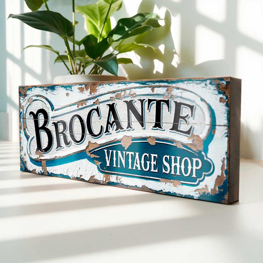 Brocante Vintage Shop Sign French Antique Shop Signs Artisanat Antiquites Wooden Sign