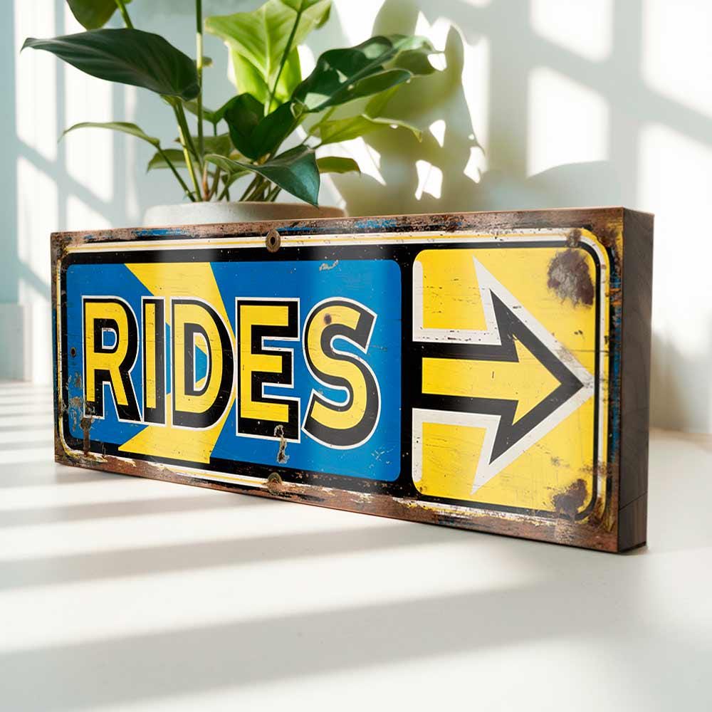 Cool Rides Sign Rides Funfair Carnival Retro Wood Sign – Suffolk Signs