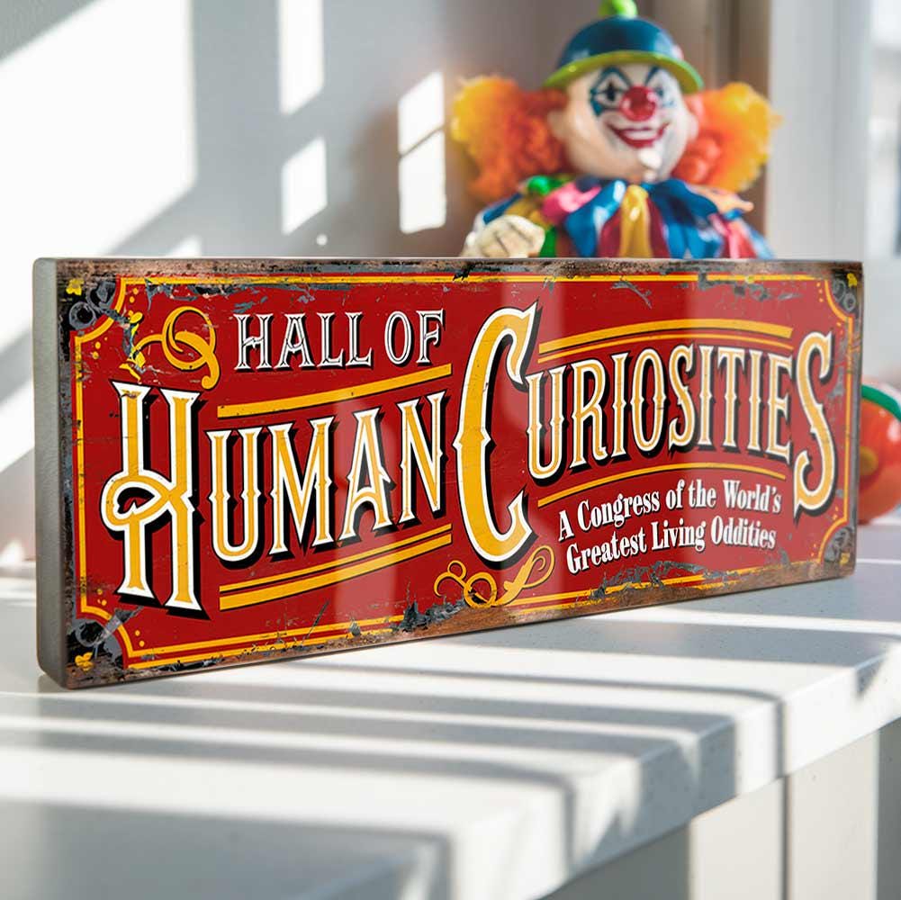 Hall of Human Curiosities Sign: Vintage Freak Show Decor