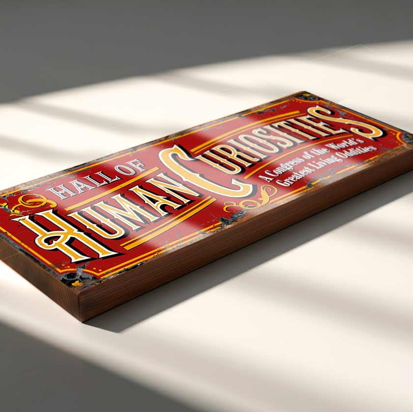 Hall of Human Curiosities Sign: Vintage Freak Show Decor