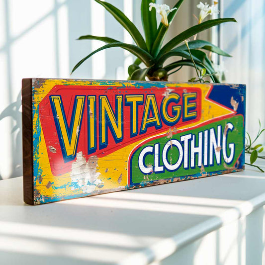 Vintage Clothing Sign Wood Flea Market Sign Antiques Sign Bric Brac Shop Sign