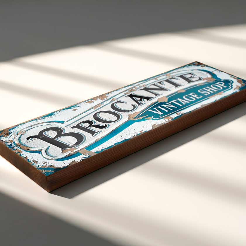 Brocante Vintage Shop Sign French Antique Shop Signs Artisanat Antiquites Wooden Sign