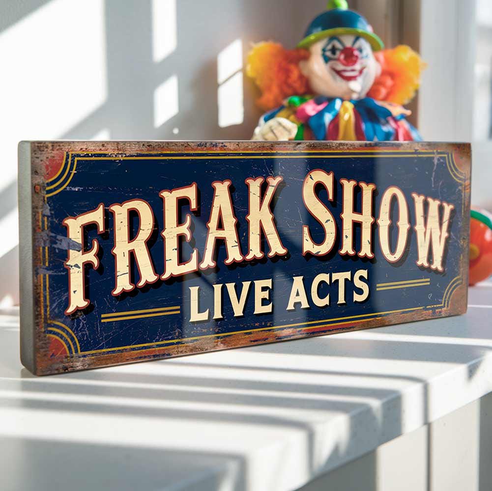 Freak Show Live Acts Retro Style Wood Sign Carnival Circus Theme Handmade Plaque
