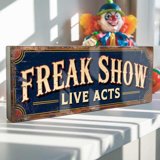 Freak Show Live Acts Retro Style Wood Sign Carnival Circus Theme Handmade Plaque