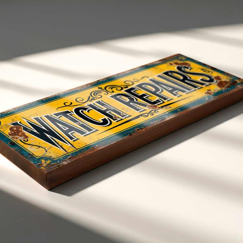 Watch Repairs Sign – Retro Clock Shop Décor Vintage Style Watch Repair Shop Sign