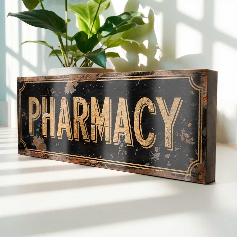 Pharmacy Sign – Classic Chemist Advert Handmade Wood Plaque Nostalgic Decor