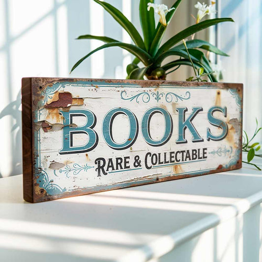Vintage Bookshop Sign: Rare & Collectable Books, Antiquarian Decor