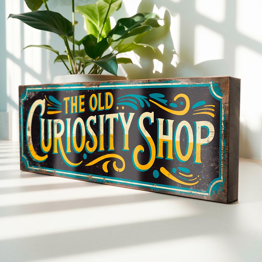 The Old Curiosity Shop Vintage Style Wooden Sign – Antique Store Decor, Oddities Collectors Display, Victoriana Treasure Shop Sign