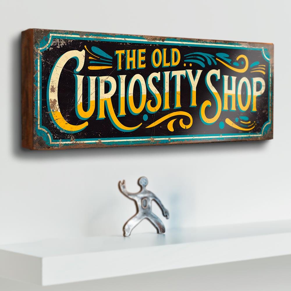 The Old Curiosity Shop Vintage Style Wooden Sign – Antique Store Decor, Oddities Collectors Display, Victoriana Treasure Shop Sign