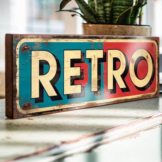 Retro Sign – Vintage Style Boutique Display Sign for Shops, Antiques Stalls, Pop-Up Market Displays – Handmade Wooden Sign