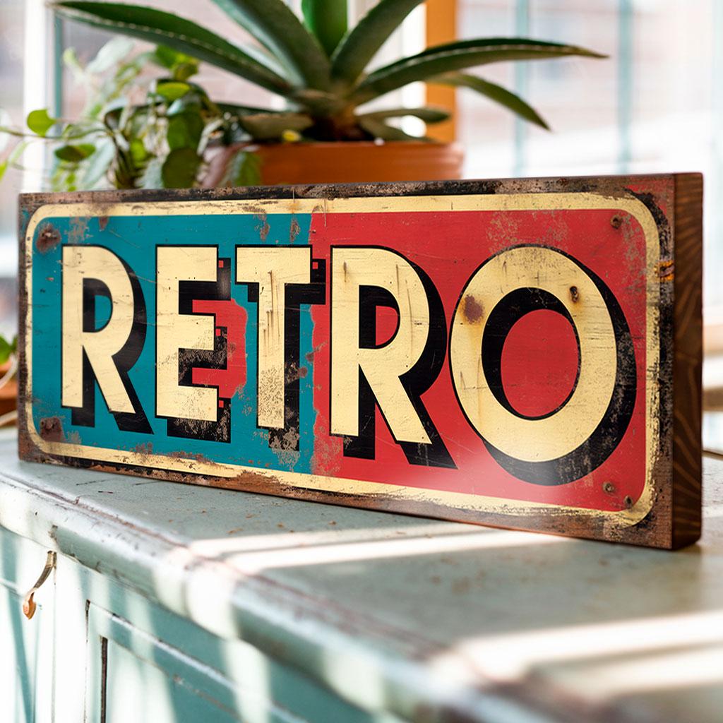 Retro Sign – Vintage Style Boutique Display Sign for Shops, Antiques Stalls, Pop-Up Market Displays – Handmade Wooden Sign