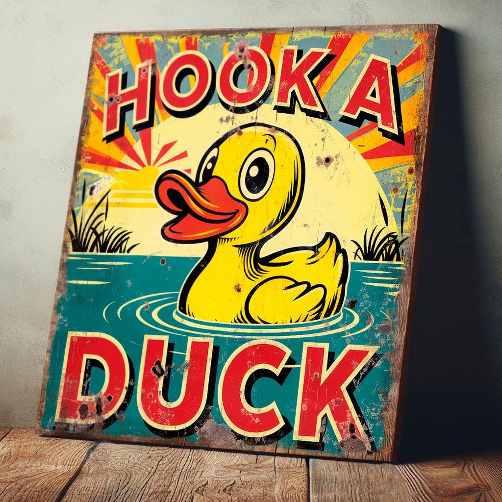 Vintage Style Hook a Duck Sign: Retro Fairground Wall Art