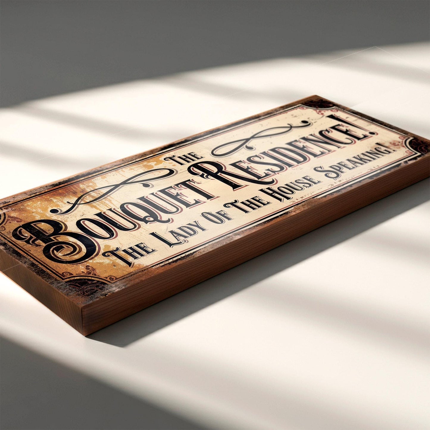 The Bouquet Residence Sign – Vintage Comedy Quote Plaque – Lady Of The House Speaking – Retro TV Keeping up Appearances