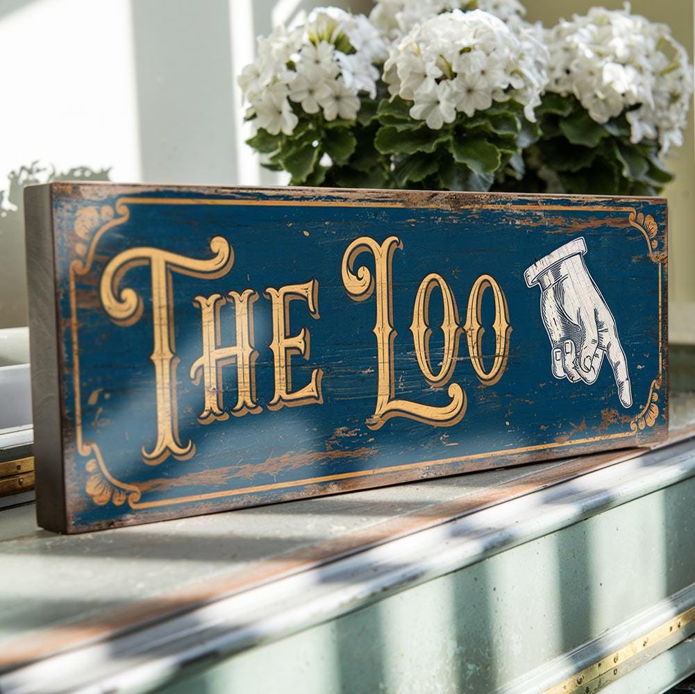 The Loo Sign This Way for the Restroom Wood Sign Handmade Wall Plaque