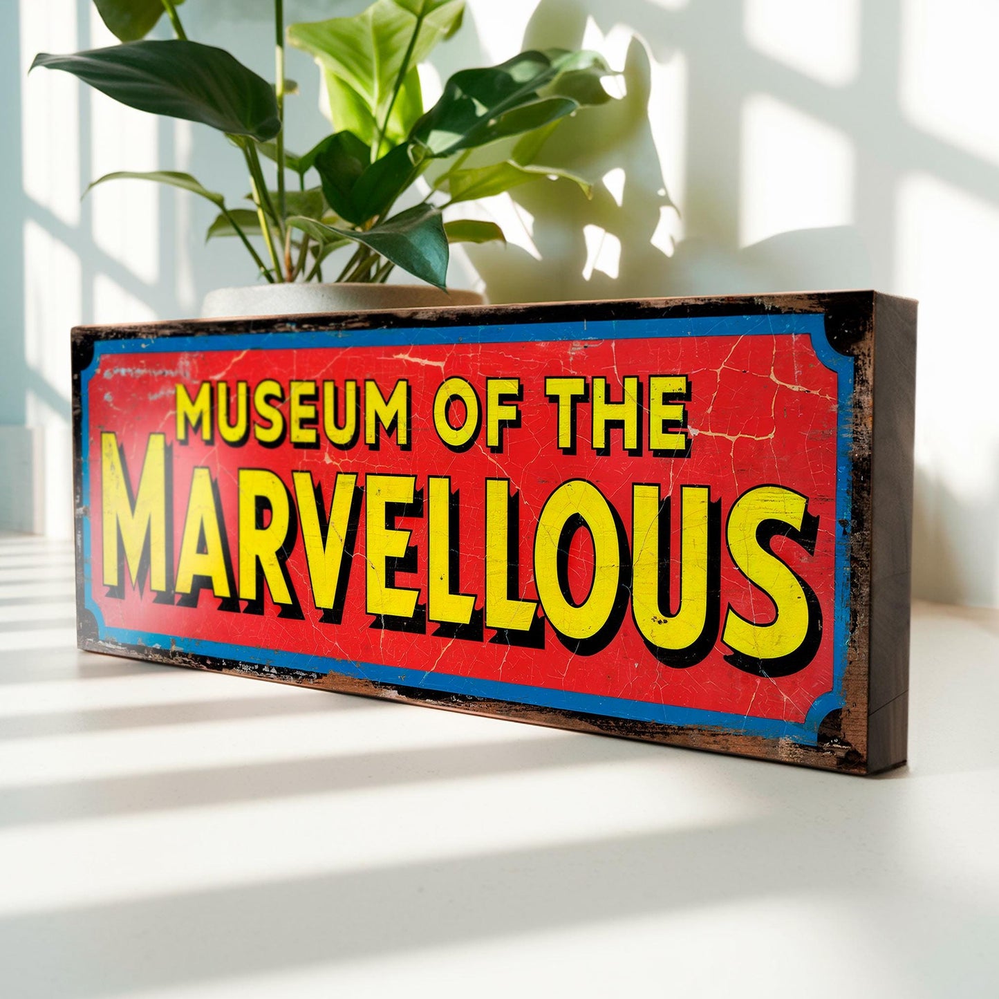 Museum of the Marvellous Sign Vintage Style Circus Antique Shop Retro Wood Plaque