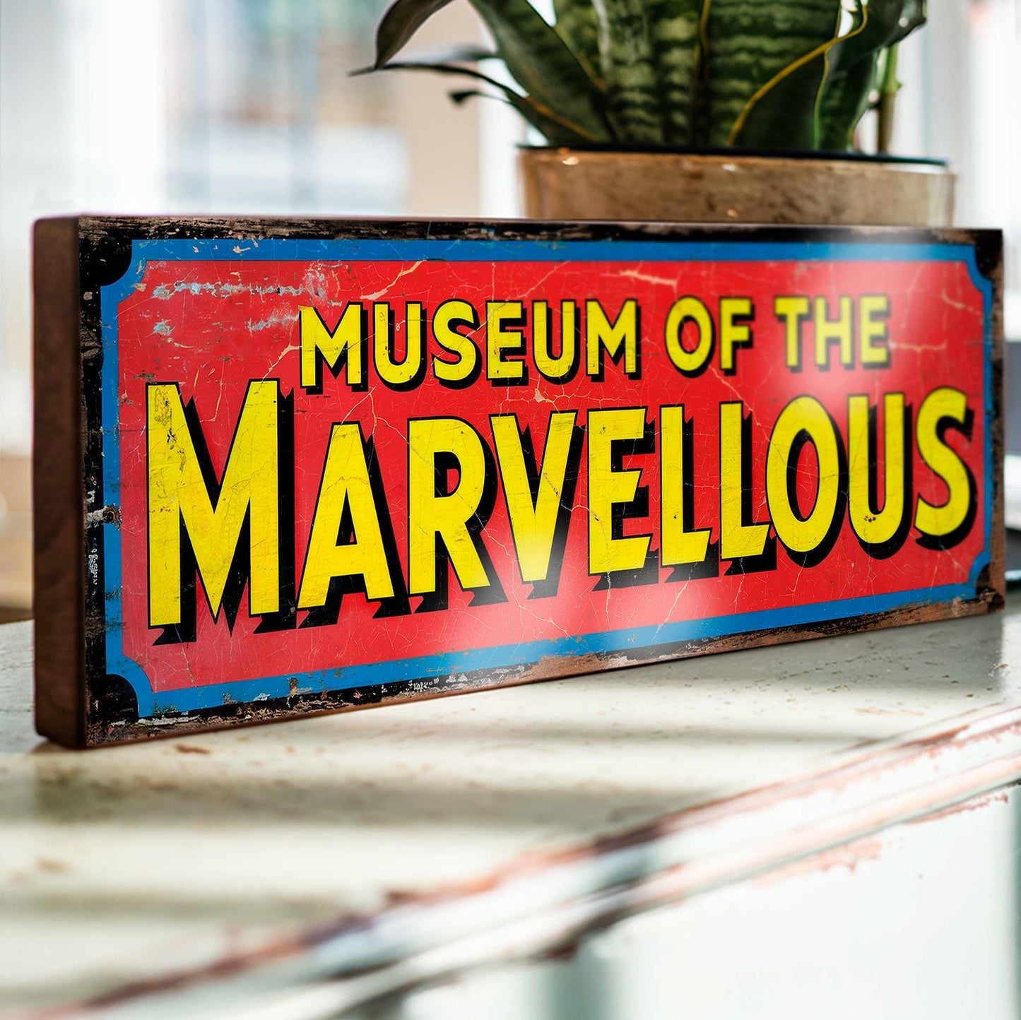 Museum of the Marvellous Sign Vintage Style Circus Antique Shop Retro Wood Plaque