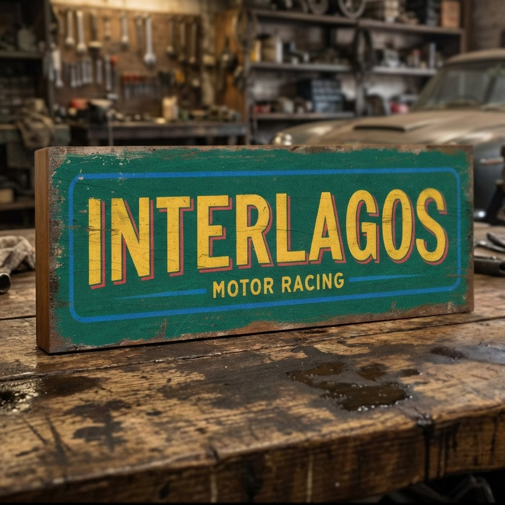 Interlagos Motor Racing Sign : Vintage Style Tribute Sign