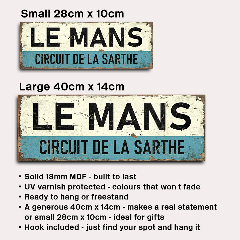 Le Mans Circuit de la Sarthe Vintage Style Sign