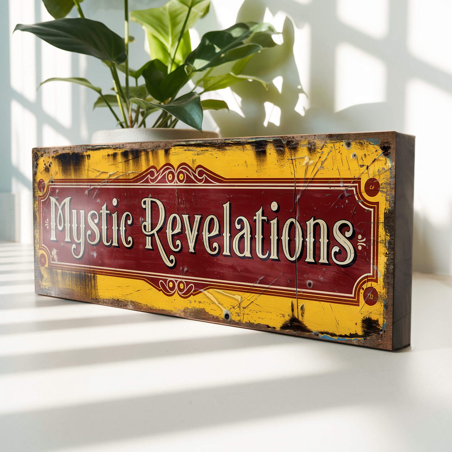 Mystic Revelations Sign Fortune Teller Circus Wooden Plaque