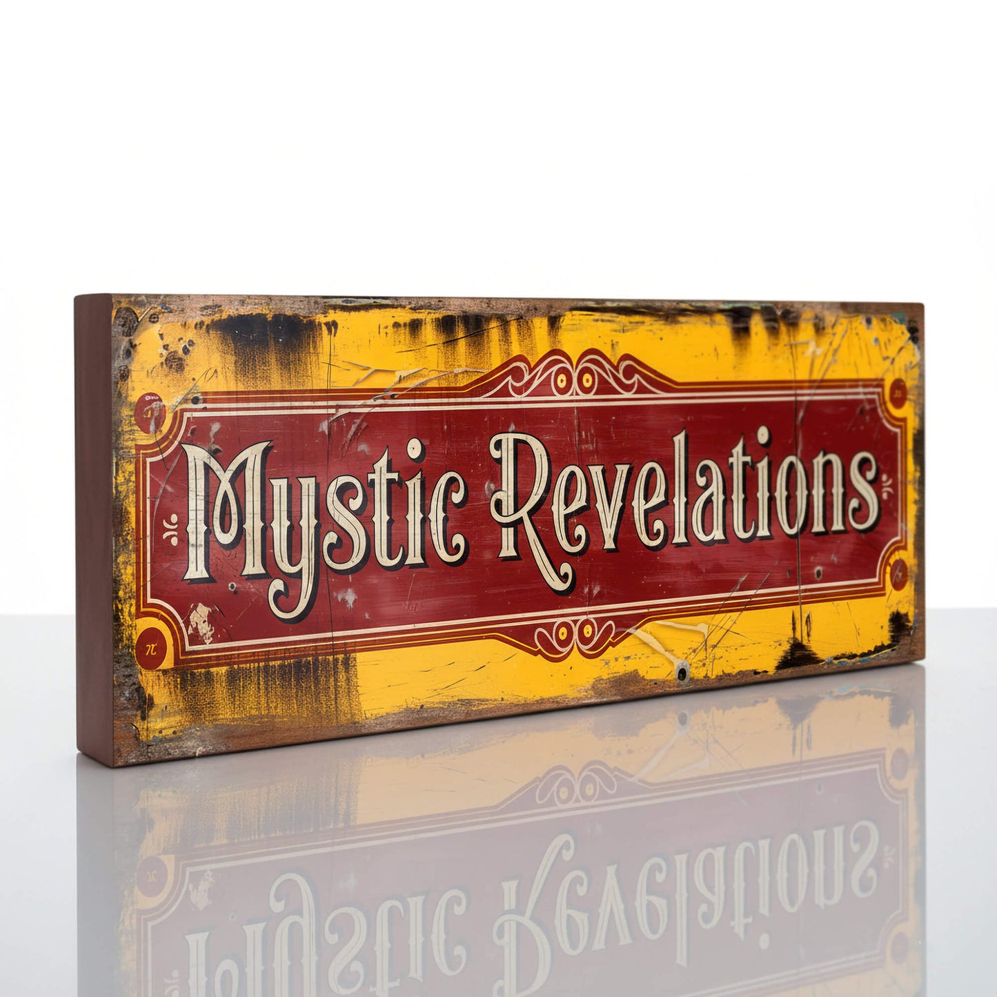 Mystic Revelations Sign Fortune Teller Circus Wooden Plaque