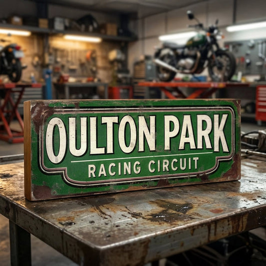 Oulton Park: Vintage Style Motor Circuit Tribute Sign