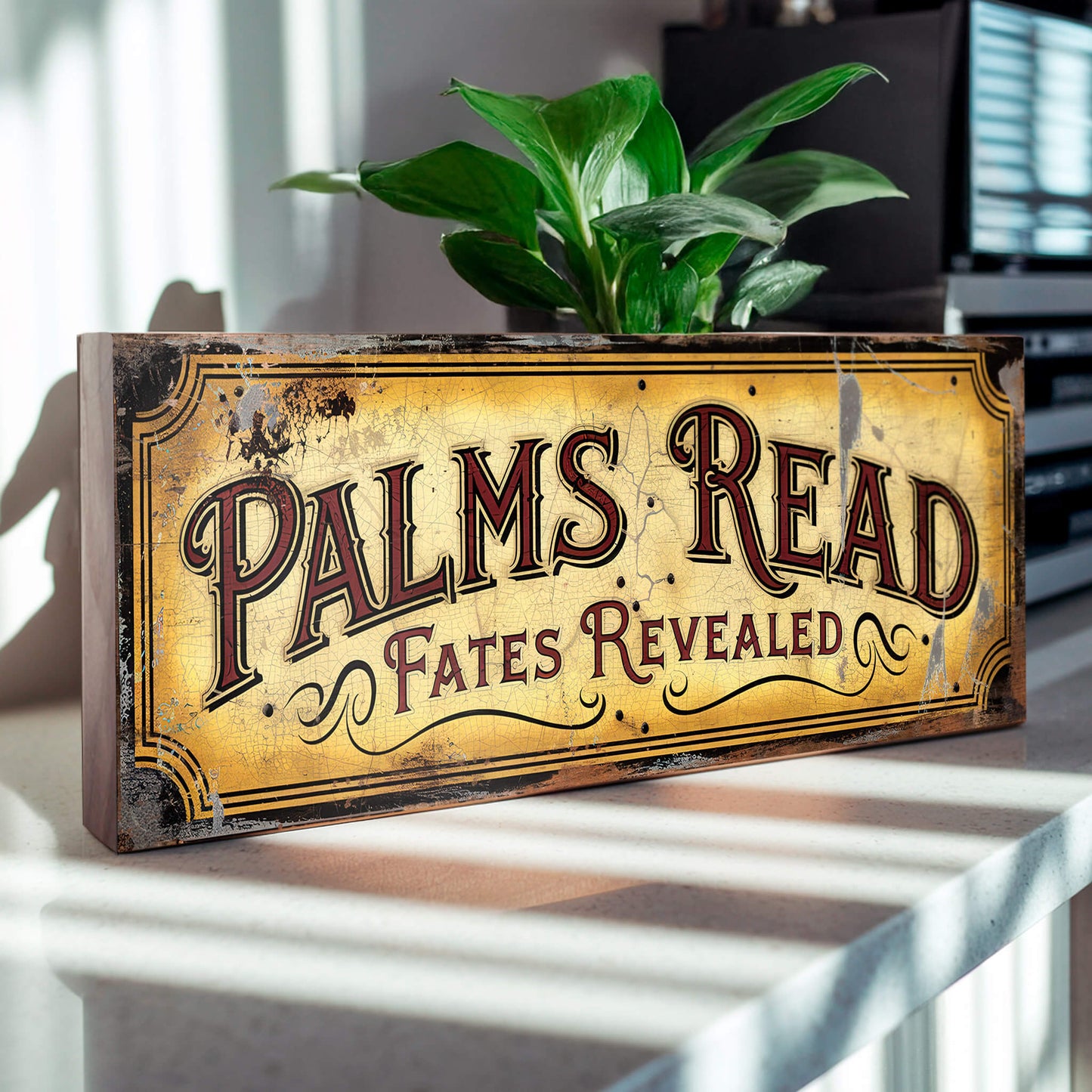 Palms Read Fortune Teller Circus Style Wooden Wall Sign
